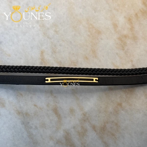 دستبند طلا چرم مردانه مینیمال خطی L114